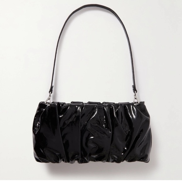 STAUD Handbags - STAUD Bean Gathered Patent-leather Shoulder Bag in Black